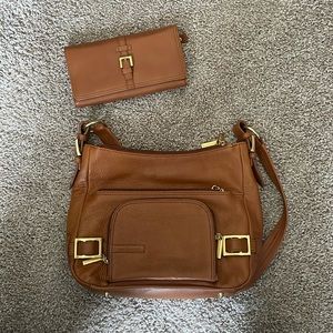 Brown leather style Stone Mountain purse